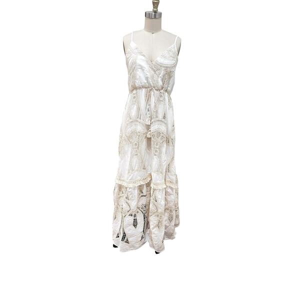 Strut & Bolt Dresses & Skirts - Strut & Bolt Cream Beach Maxi Dress Womens Medium Sand Crochet Lace Boho